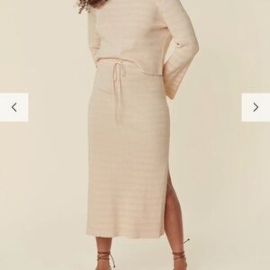 SPELL Hibiscus Lane Sunray Knit Midi Skirt in Cream